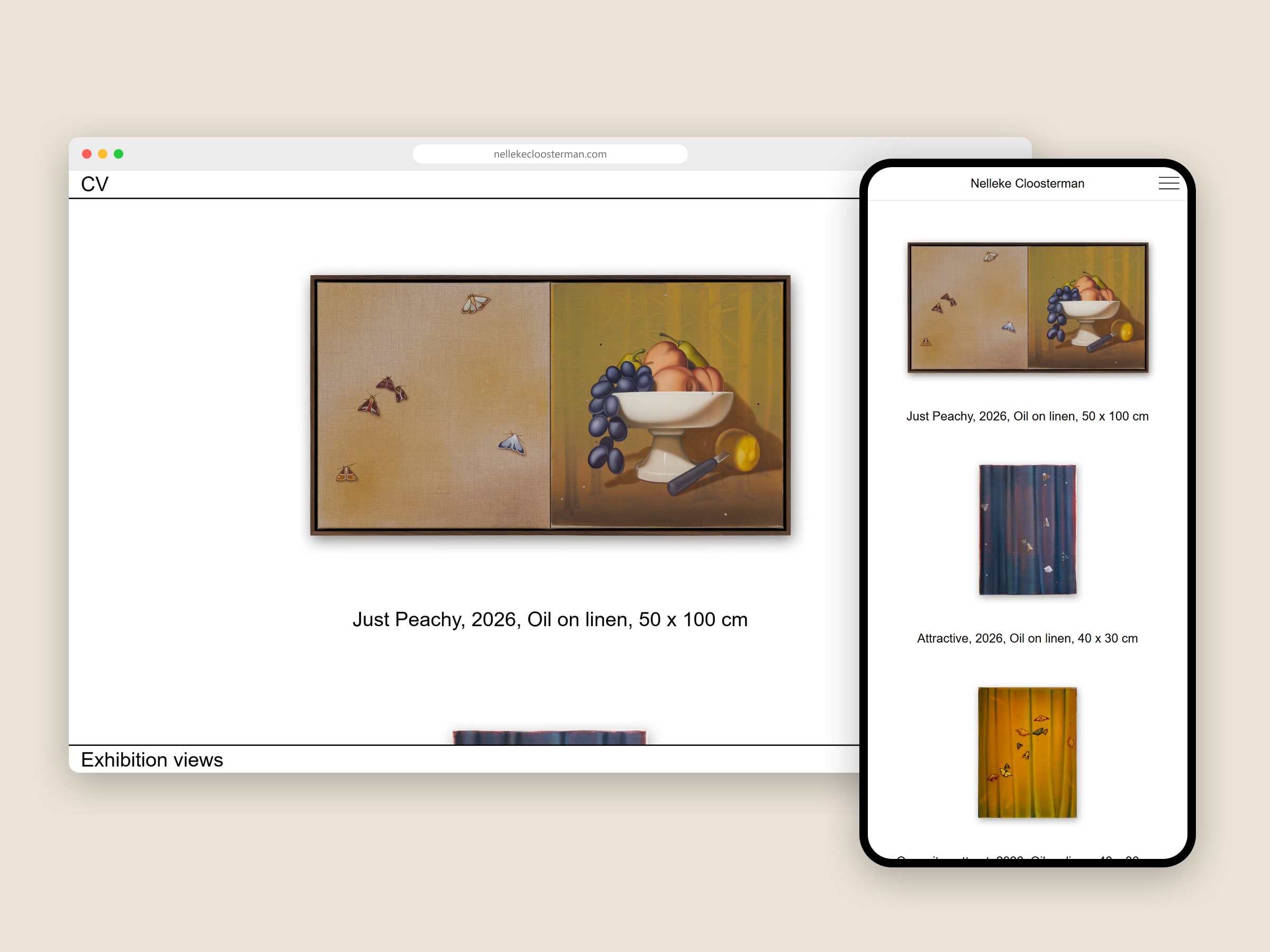 De website van Nelleke Cloosterman op een laptop en een smartphone